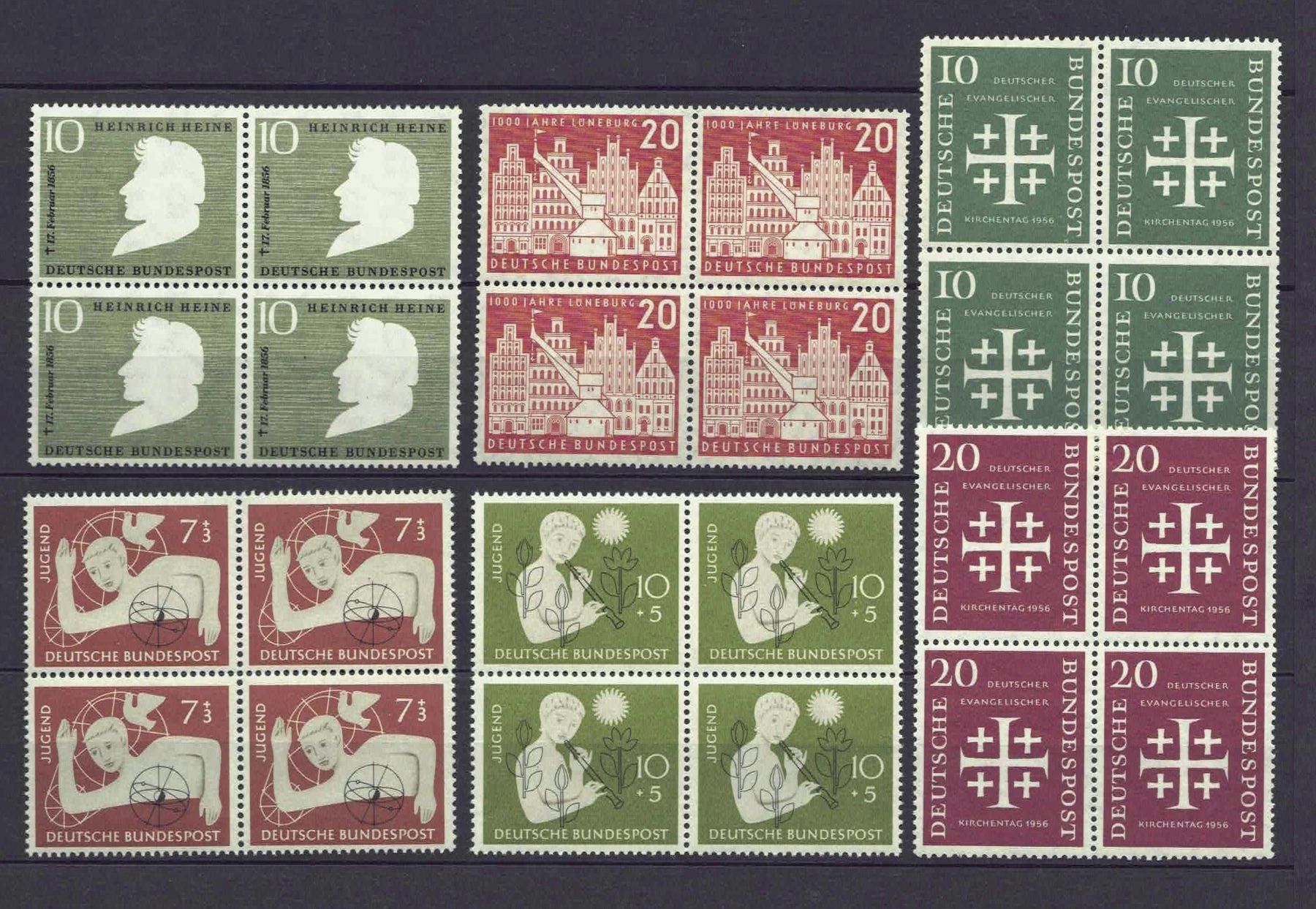 Tutti i francobolli: BRD 1956, 4er-Blocks, postfrisch** Kat Fr 125.00 – Usato da Basel venduto da Pfefferschootte