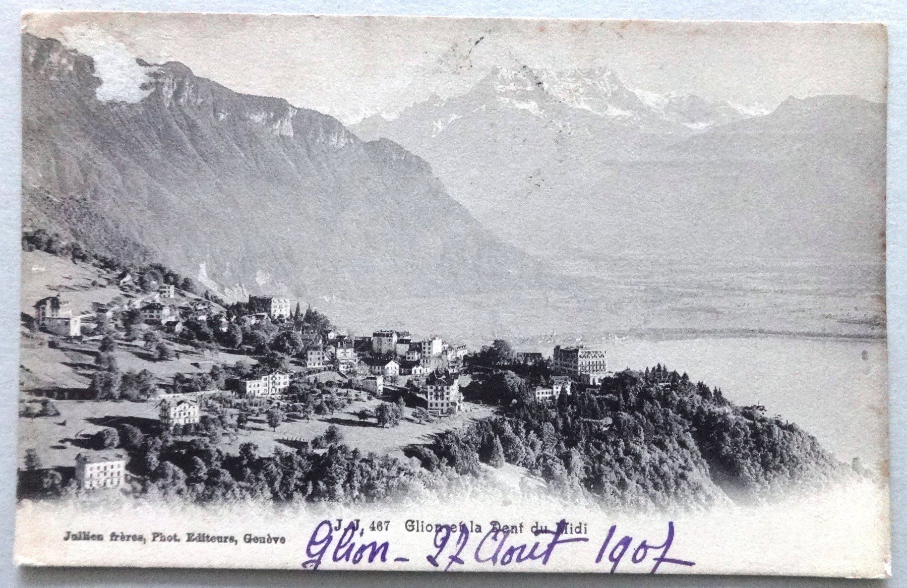 Cartoline postali: Glion et la Dent du Midi – Difettoso da Fétigny venduto da Billy2miny