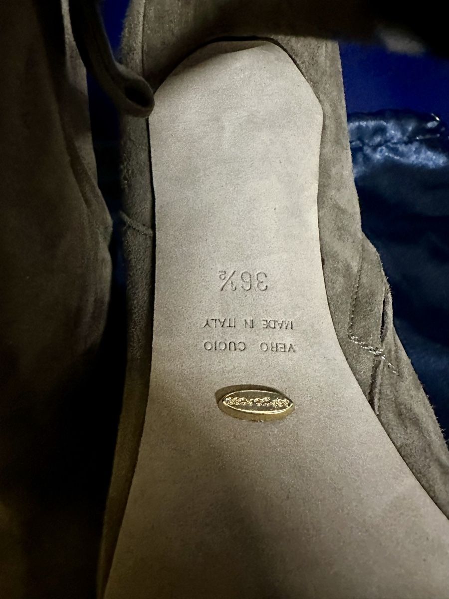 Sergio Rossi Scarpe da donna: Bottines hauts talons,Sergio Rossi,daim gris, taille 36.5. – Usato da Genève venduto da Tom6 7