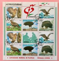 Briefmarken aus Nordkorea Greifvögel gestempelt 