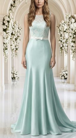 Elegantes Mint‑Aqua Kleid – Spitze & Satin