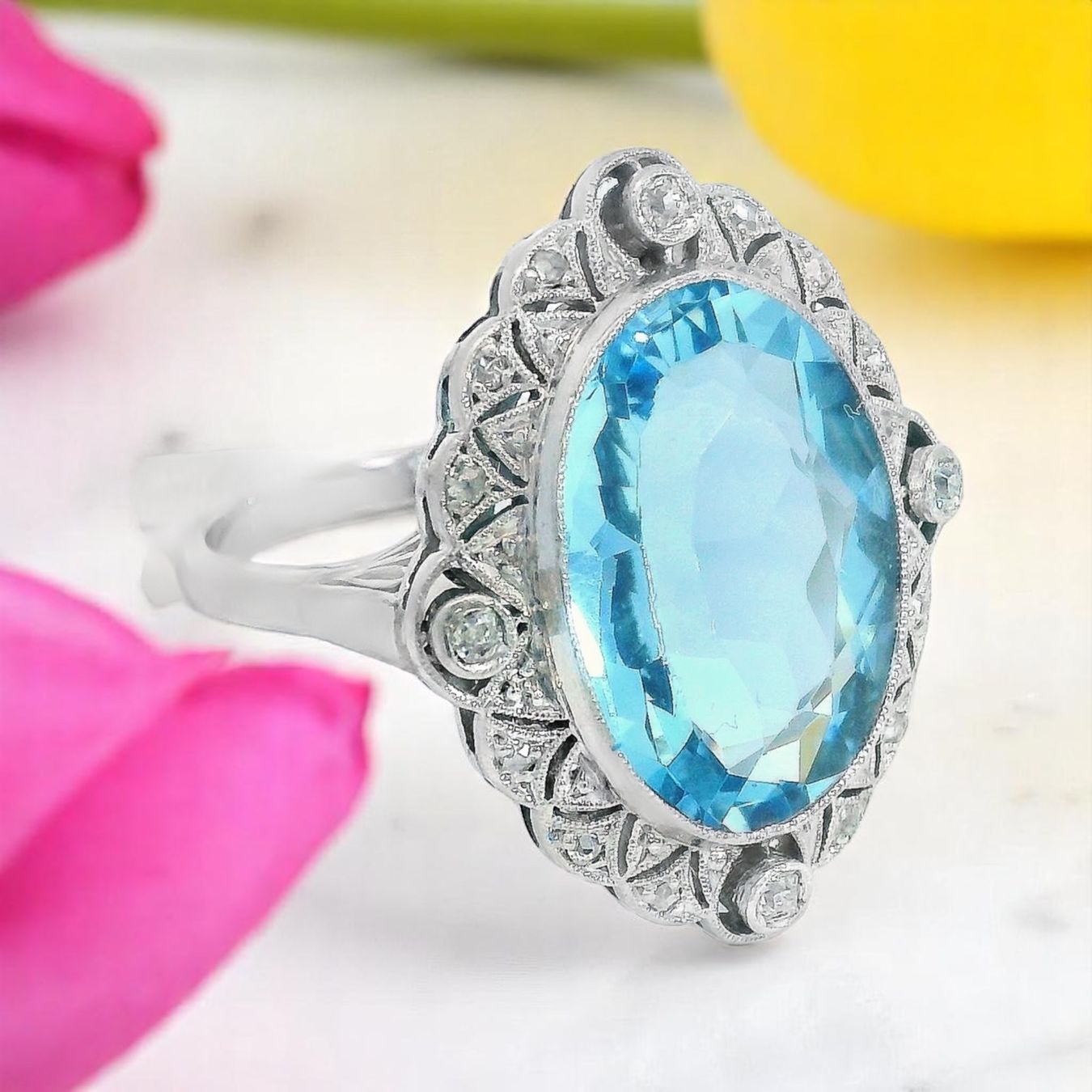 Bagues: Aquamarin Ring & Diamanten 14k Gold – D'occasion à Embrach par estzeh1 2