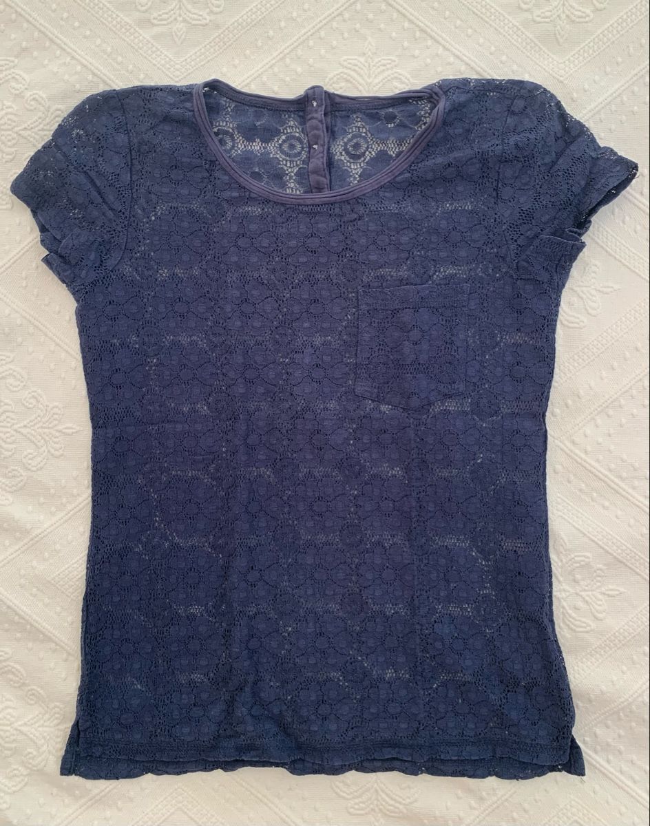 H&M T-Shirts: T-Shirt aus dunkelblauer Spitze – Neu (gemäss Beschreibung) aus Zürich von p_q7q_nichtraucher 5