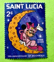 BRIEFMARKEN AUS St. Lucia Disney / Mondlandung UNGESTEMPELT 