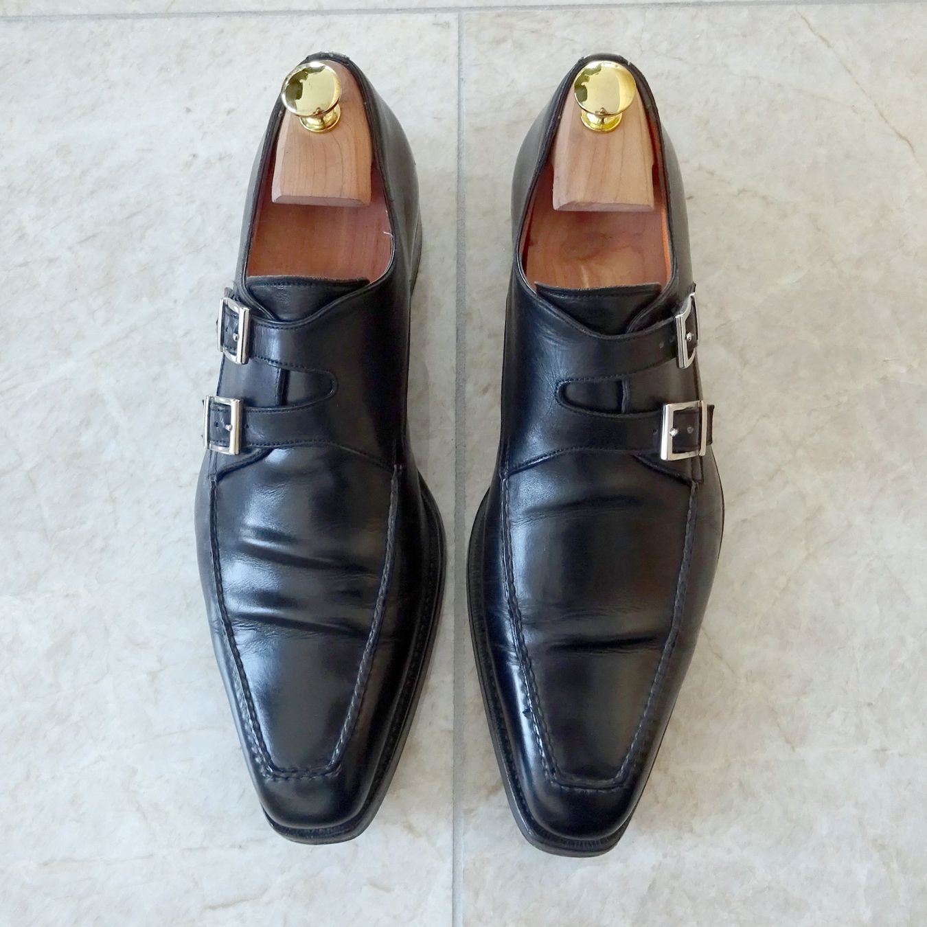 Santoni Scarpe da uomo: Santoni Double Monk Leder Schuhe Schwarz Gr. 41/41.5 – Usato da Zürich venduto da Gk2002 1