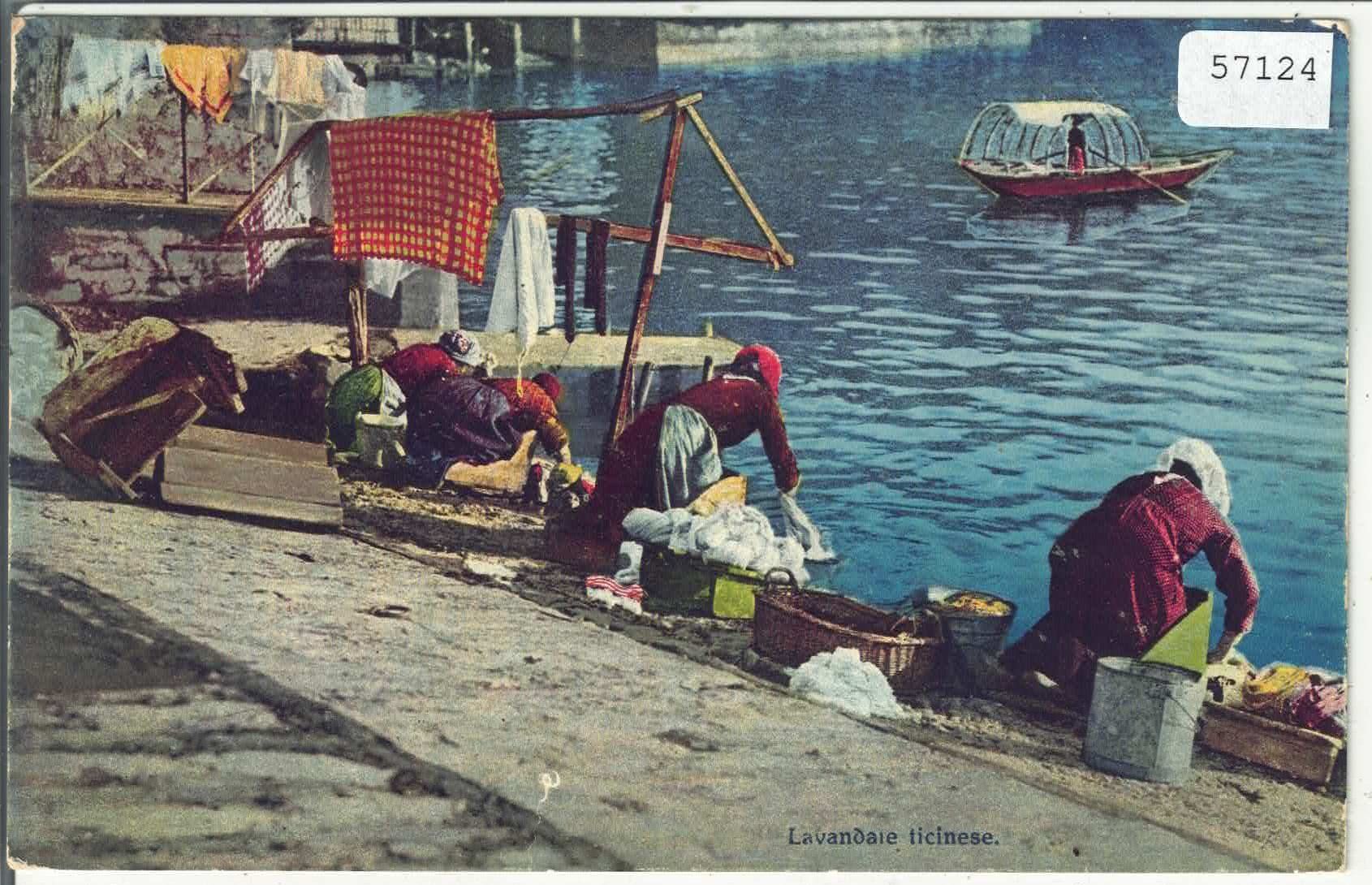 Cartoline postali: Lavandale  Ticinese - Litho - Waschtag – Usato da Ettingen venduto da Kartenplanet