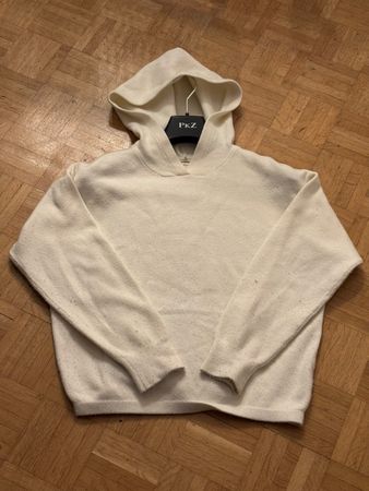 Kapuzenpullover weiss aus Strickmaterial Grösse S