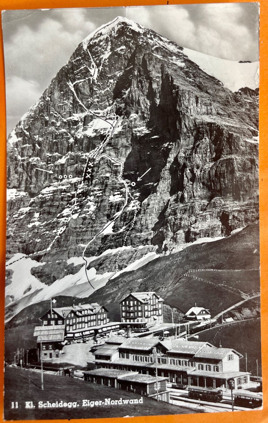 Cartoline postali: KLEIN SCHEIDEGG - BAHN - EIGER - NORDWAND 1962 – Usato da Lutry venduto da Ediego