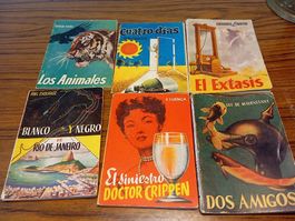 Konvolut von 6 alten spanischen Büchern, Vintage Look