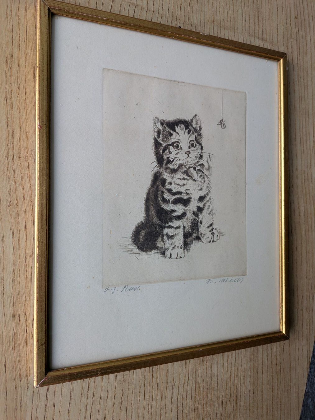 Grafica & Litografie: Original Radierung signiert, Katze mit Spinne – Usato da Emmen venduto da magelan 2