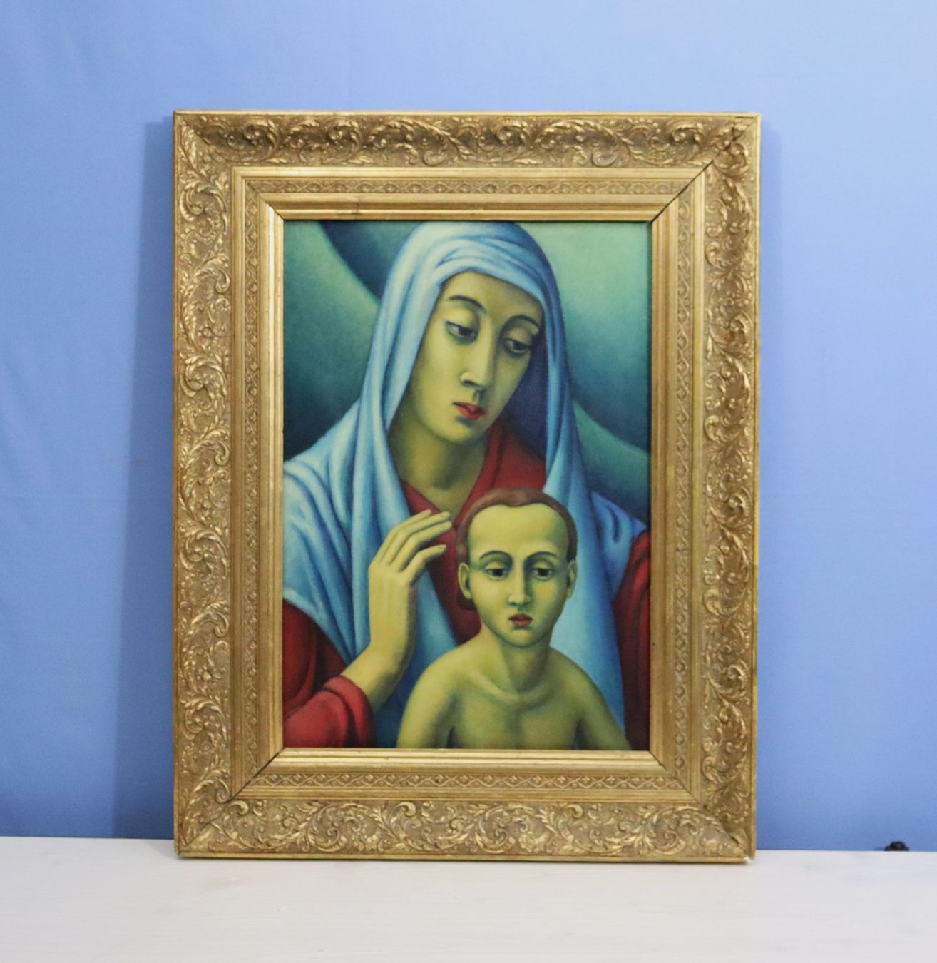 Dipinti: Leo Steck 1883-1960,  Gemälde "Mutter mit Kind", von 1926 – Usato da Zug venduto da Kunst-Fundgrube 3