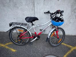 Kinderfahrrad Silber Rot 20 Zoll Gebraucht inkl. Helm