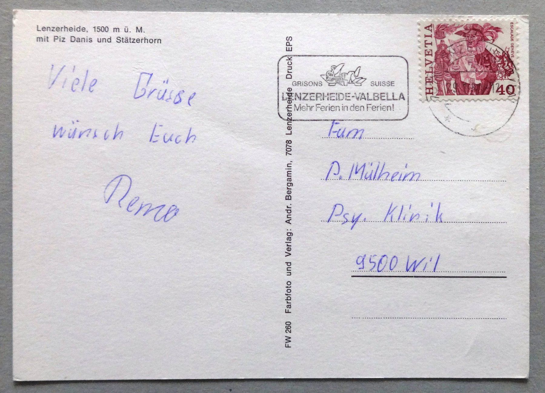 Cartoline postali: Lenzerheide, 1500 m ü.M. – Difettoso da Fétigny venduto da Billy2miny 1