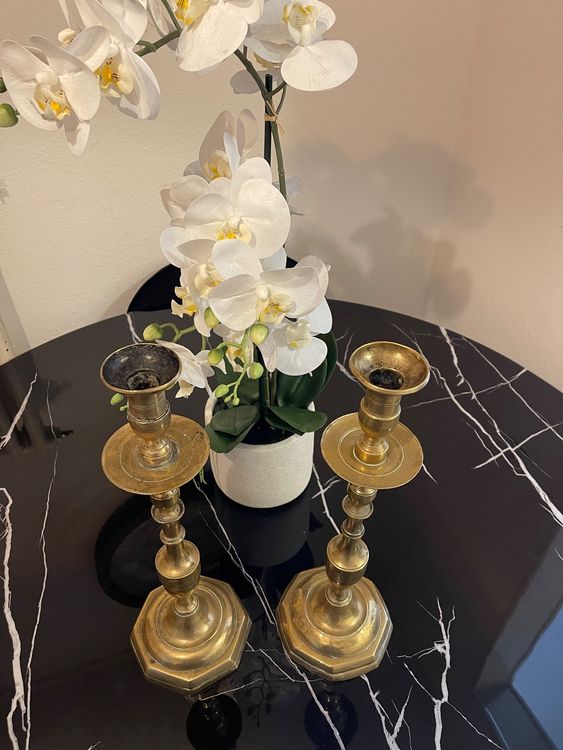 Ancien Bougeoir En Bronze - La Paire, Décoration Vintage