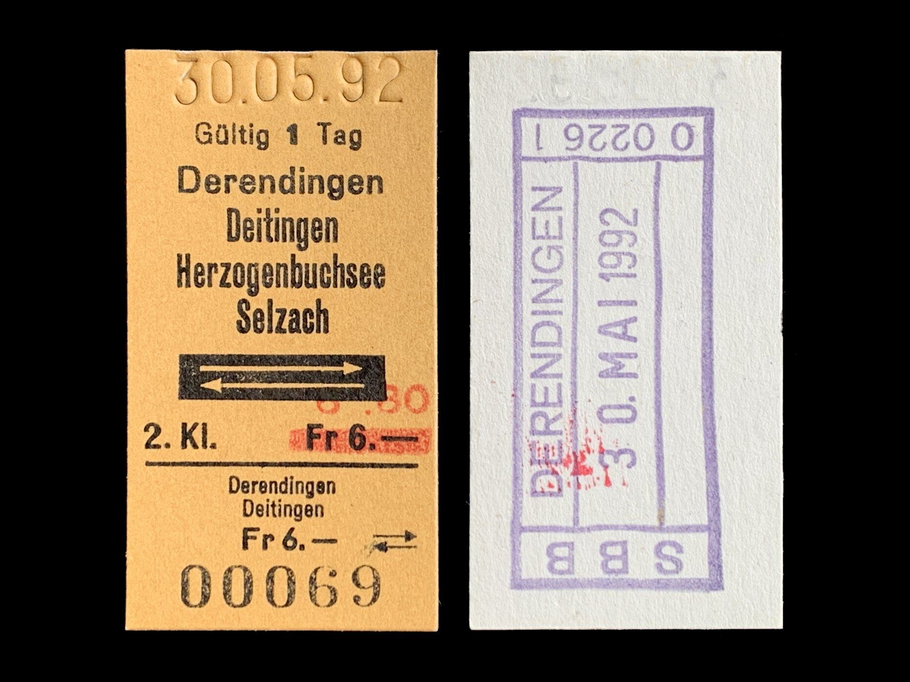 Tickets: Derendingen Deitingen Selzach SBB Edmondsonsches Billett – Neu (gemäss Beschreibung) aus Bern von AWiBe