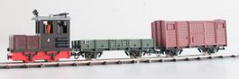 Egger Bahn Diesellokomotive mit 2 Güterwagen Spur Nm-Om