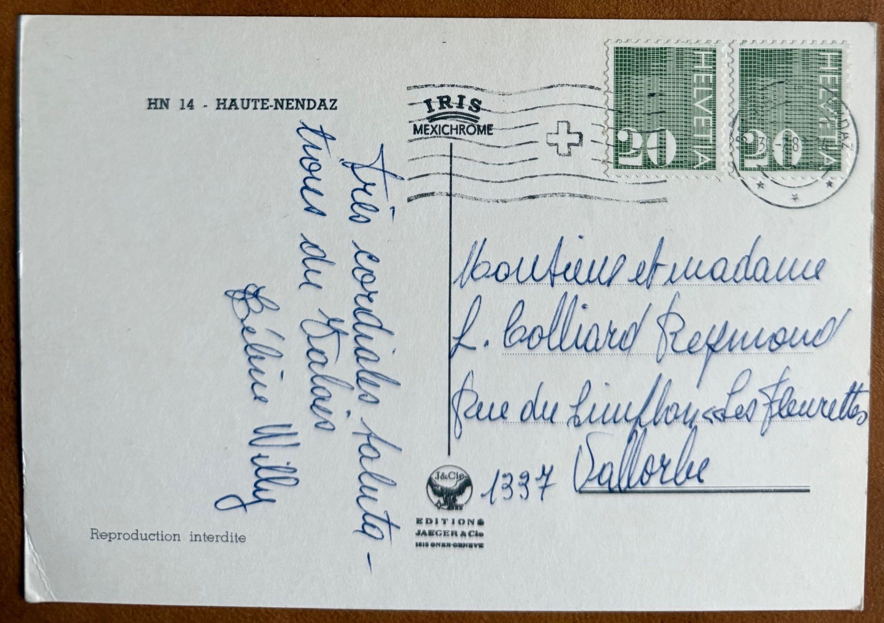 Ansichtskarten: HAUTE-NENDAZ . Carte ancienne – Gebraucht aus Lutry von Ediego 1