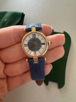 Cartier Damenuhr Vintage Gold & Blau