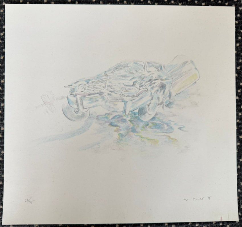 Grafica & Litografie: CRASH - CAR, handsigniert Werner Meier 1975     (ID b4972) – Usato da Gelterfingen venduto da art-and-more 1