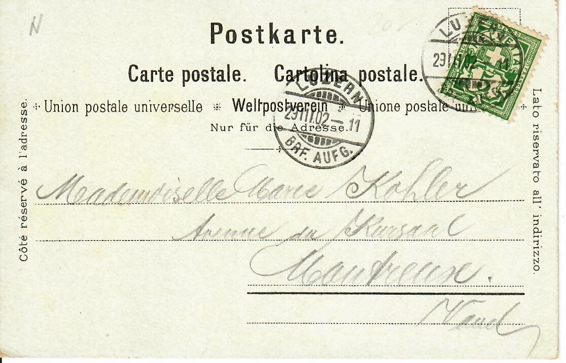 Cartoline postali: Luzern Steinmann Litho 1902 – Usato da Hochdorf venduto da Ziegel-16 1