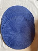 Set of 5 Blue Round Woven Placemats - Great for Summer