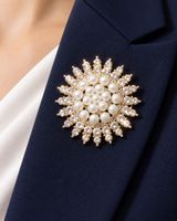 Elegante Perlenbrosche mit funkelnden Kristallsteinen– Luxus
