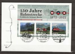 F1924 - FDC Bloc train Autriche/Liechtensten/Suisse