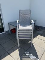 Gartentisch mit 4 Stapelstühlen Aluminium Gittergewebe guter