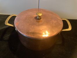 Runde Kupfer-Pfanne mit Deckel