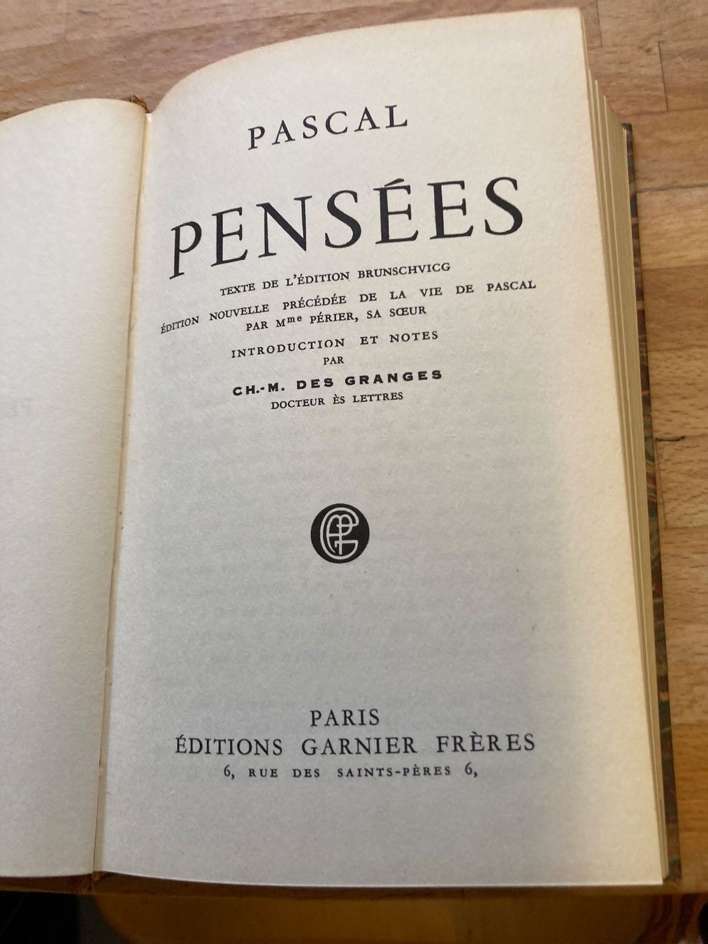 Libri: Pascal - Pensées, Edition Garnier Frères, 1955 – Usato da Zürich venduto da wilden 2