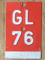 GL 76 - VELONUMMER - FAHRRADSCHILD - PLAQUE DE VELO - GL 76