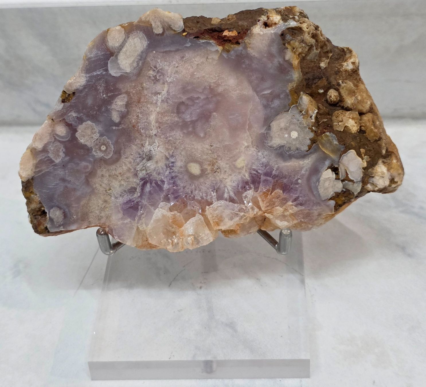 Minerali & Pietre curative: Pinke Amethyst-Blumenachat Scheibe 237g – Nuovo e nell'imballaggio originale da Matzingen venduto da Shay_Crystalz 1