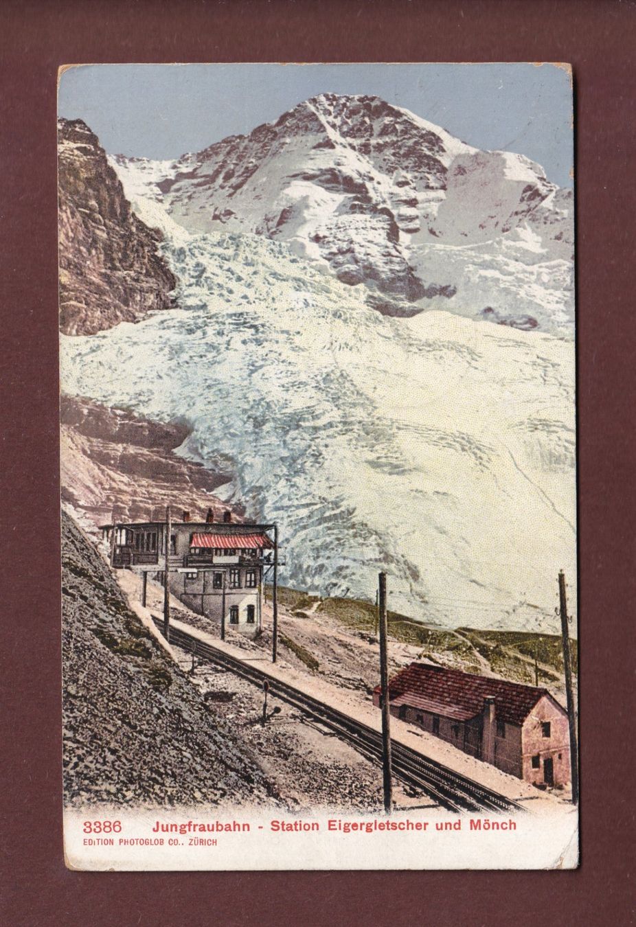 Cartoline postali: Jungfraubahn - STATION EIGERGLETSCHER - Mönch - 1906 – Usato da Pully venduto da nicecards-shop