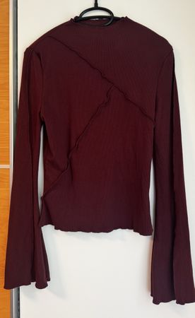 Damen Langarmshirt bordeaux mit ausgestellten Ärmeln