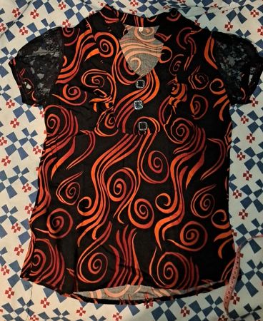 Stylish Black & Orange Swirl Blouse