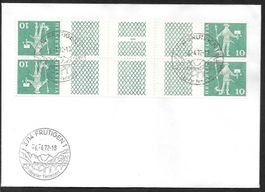 Zwischensteg Brief S73 im Paar Bogennummer Frutigen 6.4.1972