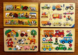 Holz-Steckpuzzle 4er Set für Kinder