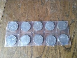 10 × 5.- Franken gedenkmünze,  verschiedene Jahrgänge