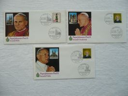 BRD 1980 Papst Joh. Paul II in Deutschland 3 Belege mit SST