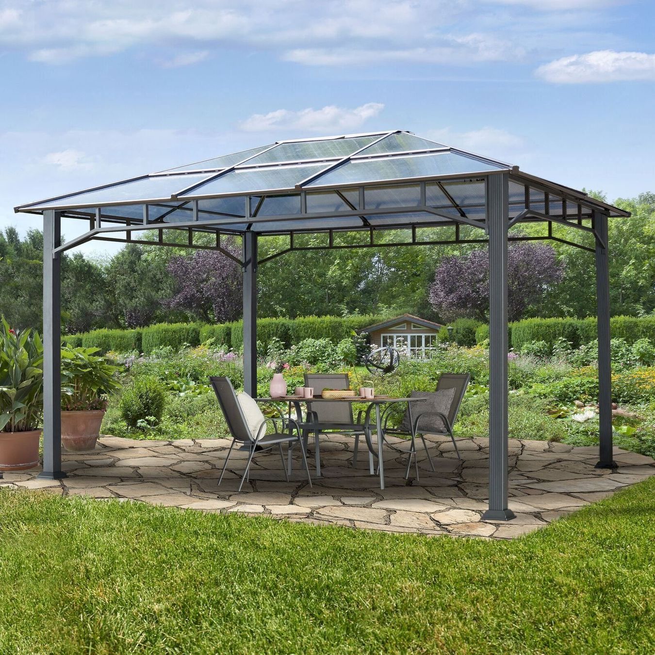 Gartenhäuser & Gewächshäuser: TOOLPORT Gartenpavillon 3x4 m Alu – Neu und originalverpackt aus Bottighofen von zaap 1