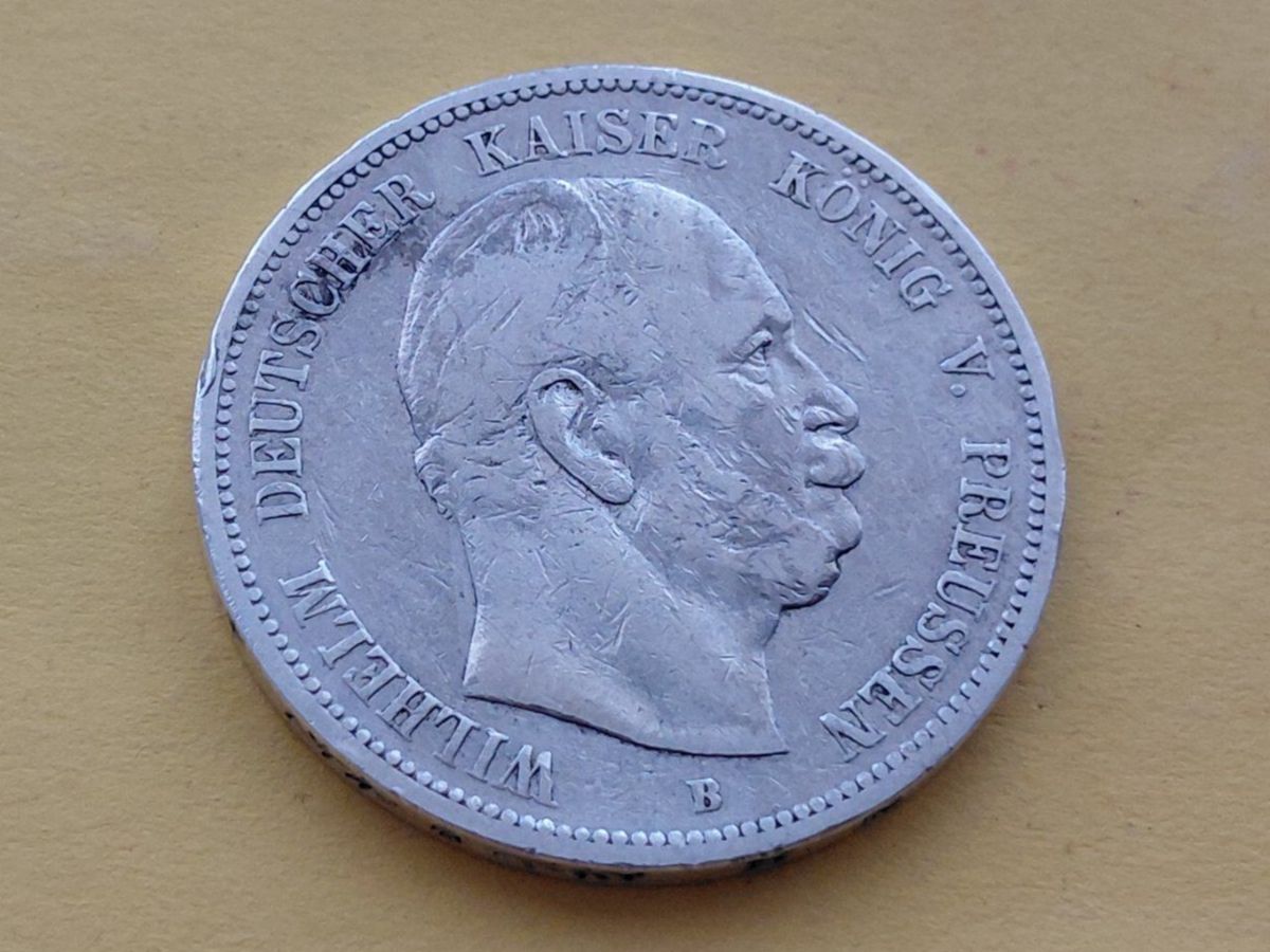 Tutti le monete: Preussen 5 Mark "Wilhelm I" 1876 B Silber – Usato da Buchs SG venduto da numispatica