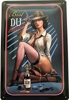 Blechschild-PINUP GIRL MIT GIN FLASCHE-
