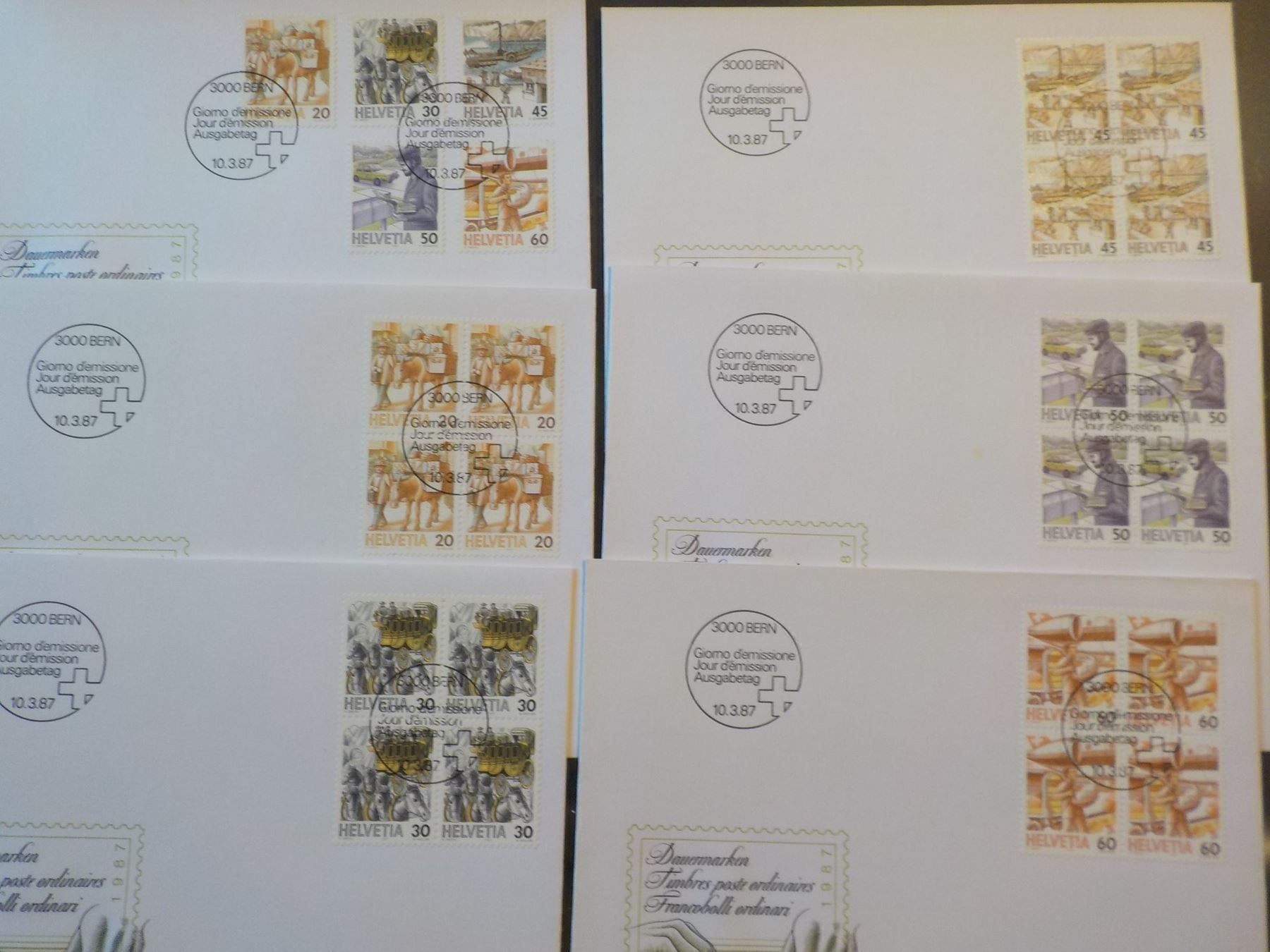 Tutti i francobolli: 1987, FDC, Teils. Postbeförderung – Nuovo (secondo la descrizione) da Muri b. Bern venduto da Ricardoverkauf