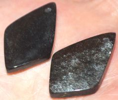 Anhänger Set gelocht L-6886 – 1 Paar Silber Obsidian ca. je