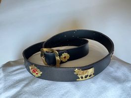 Original Appenzeller Gurt aus CH Kalbsleder, 110 cm, schwarz