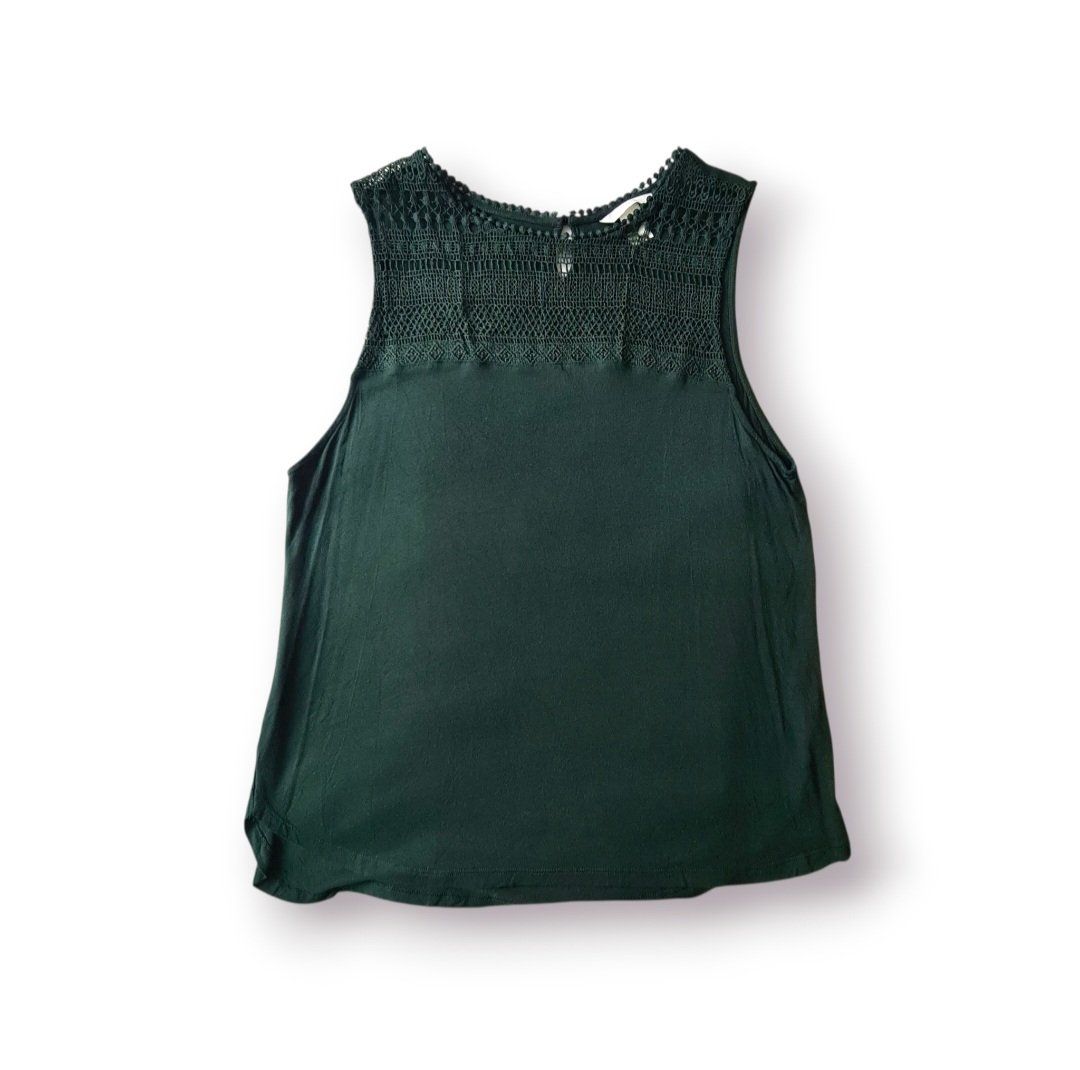 H&M Top: Top vert foncé avec dentelle, taille L – Usato da Renens VD venduto da del_t2kx