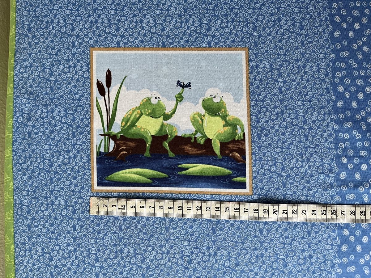 Tessuti: Patchwork Stoff Panel mit Schildkröte und Frosch – Nuovo (secondo la descrizione) da Seuzach venduto da KreativmitStoff 2