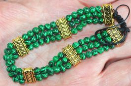 Armband K-355 – Malachit 4mm Perlen – Grössenverstellbar