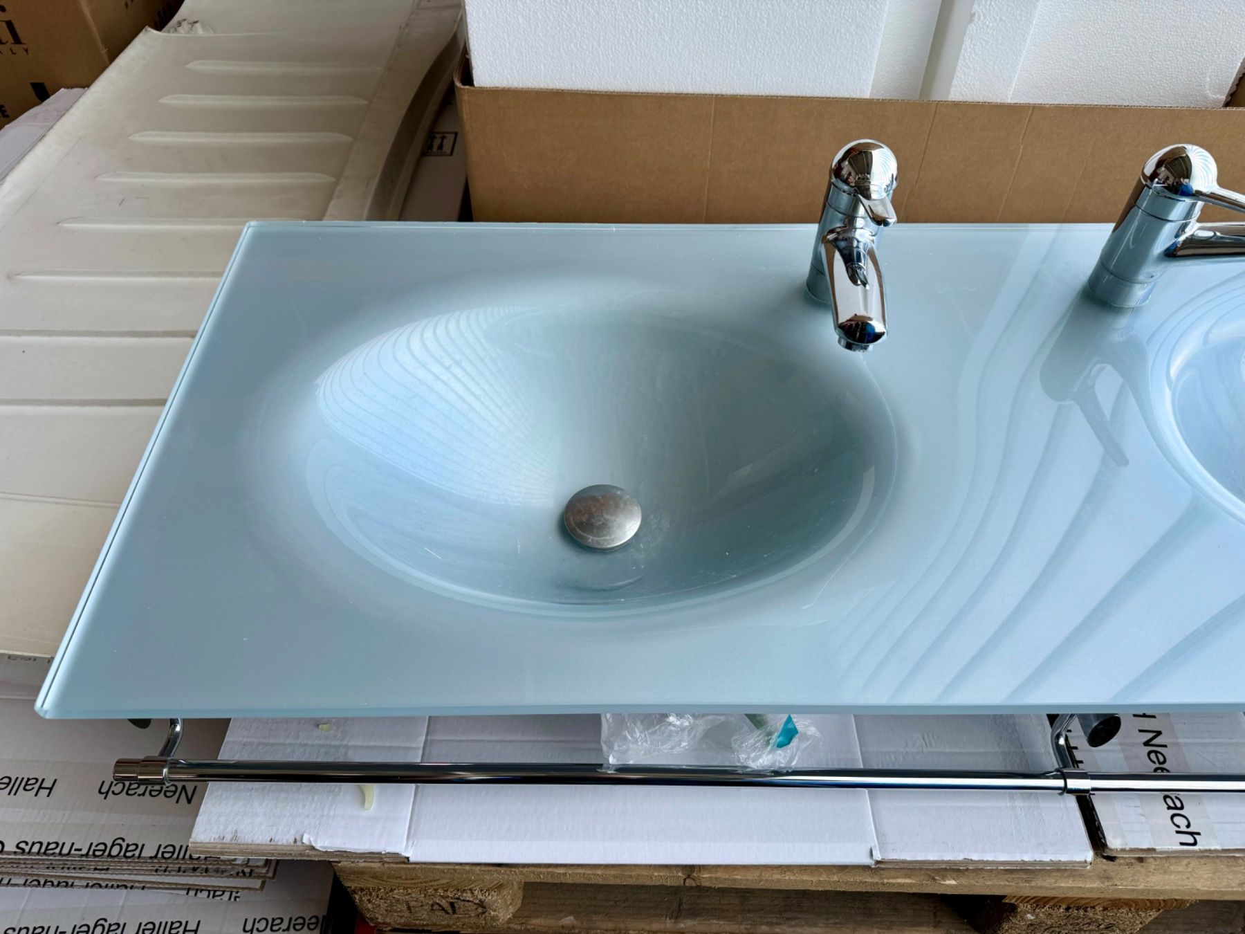 Eviers & lavabos: Hochwertiges Designer Lavabo Doppelwaschtisch. Glas / Türkis – D'occasion à Zürich par Nobs1 3