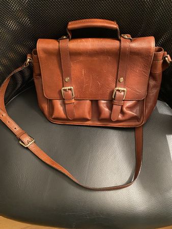 Massimo Dutti Brown Leather Satchel Bag - Like New!
